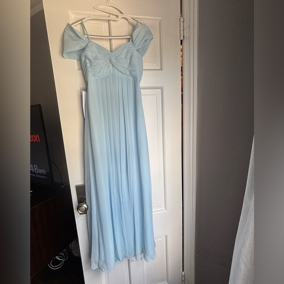 Never worn : Azazie Junior Bridesmaid chiffon dress in Sky blue - Picture 1 of 6